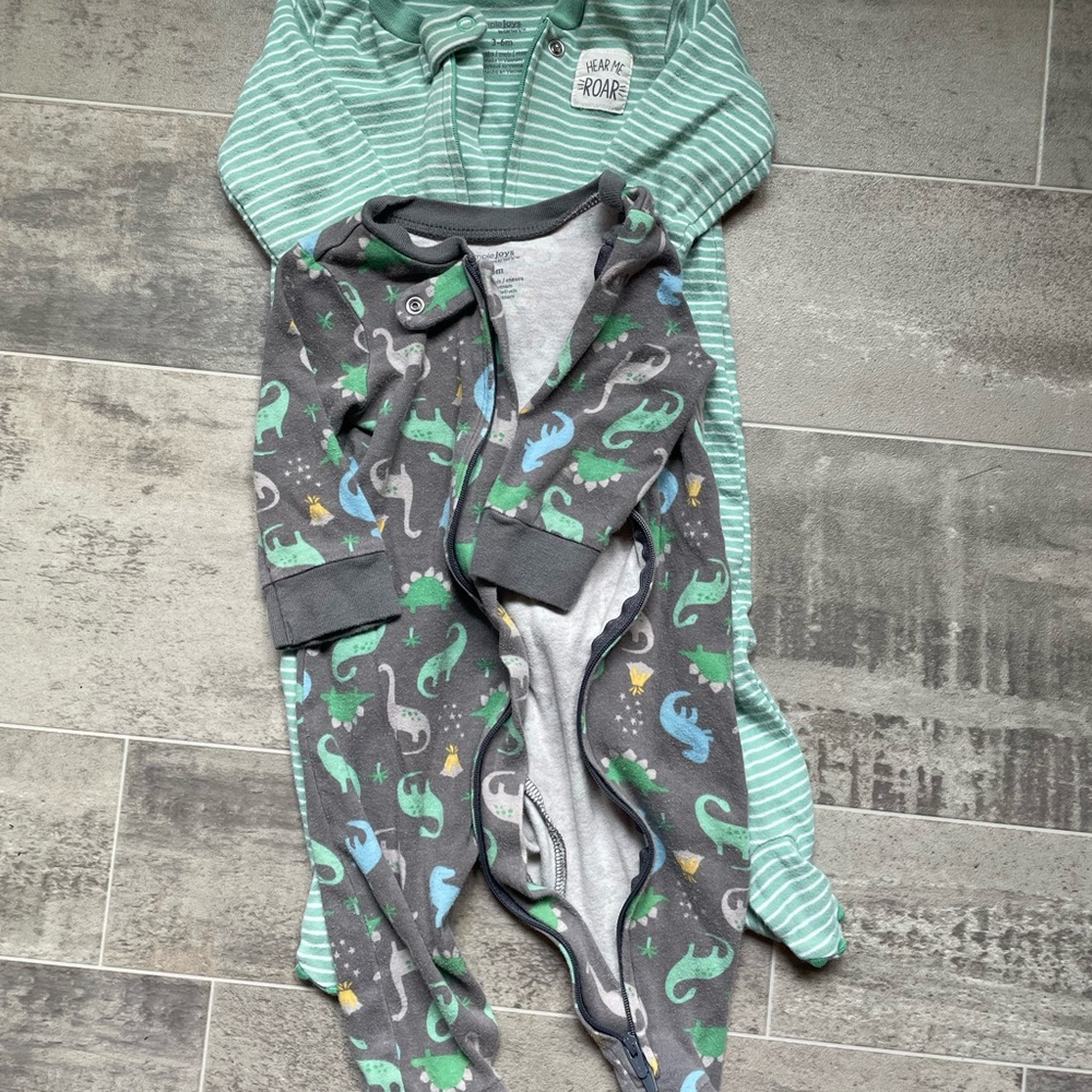 3/$20 Simple Joys by Carter’s Striped and Dinosaur Print Kids Footies